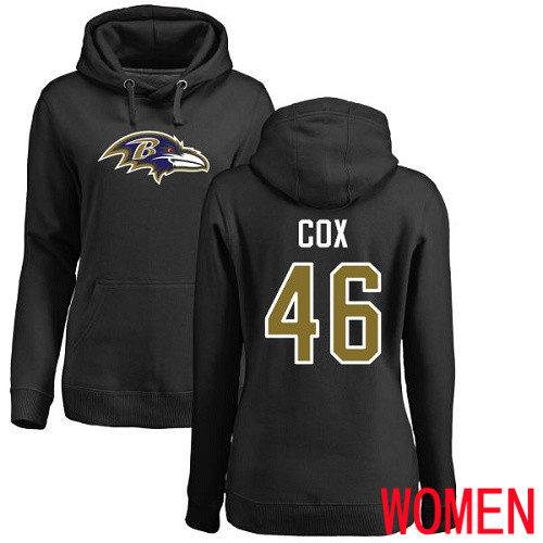Baltimore Ravens Black Women Morgan Cox Name and Number Logo NFL Football #46 Pullover Hoodie Sweatshirt->nfl t-shirts->Sports Accessory